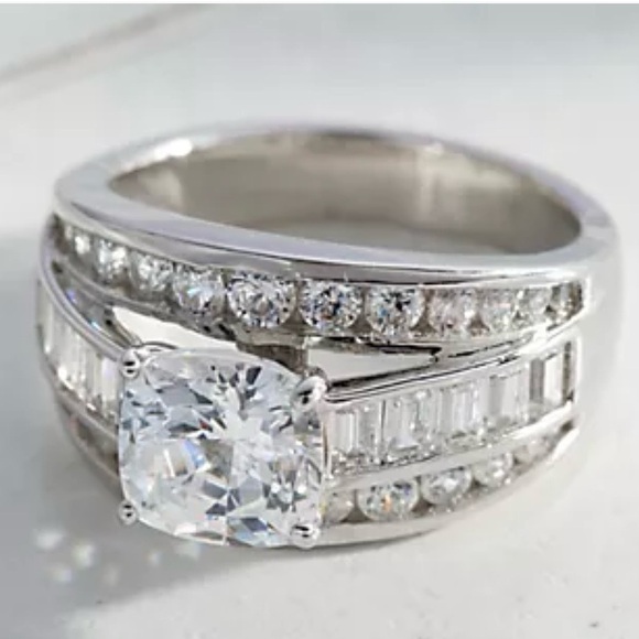 Diamonique 100 - Facet 3.50 cttw Ring, Platinum Clad over Sterling Silver - Picture 16 of 16